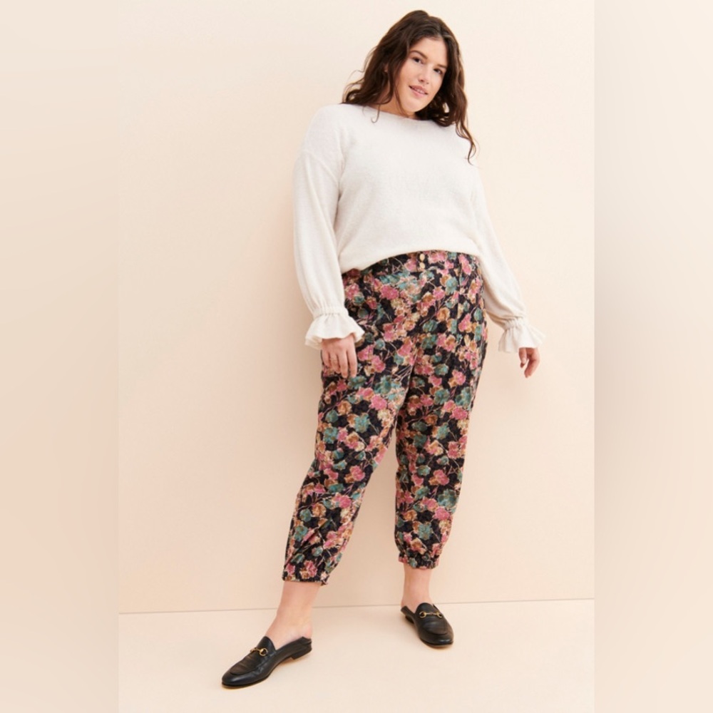 NWT Anthropologie Floral Corduroy Pants sz 3X